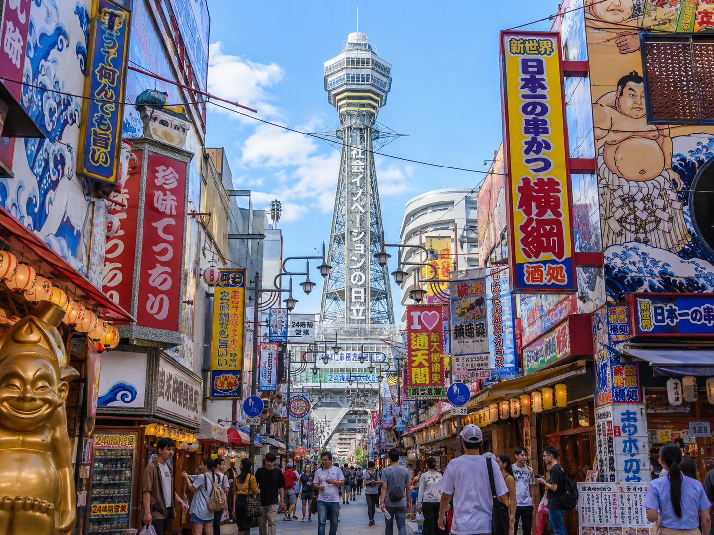 Bustling Japanese street scene