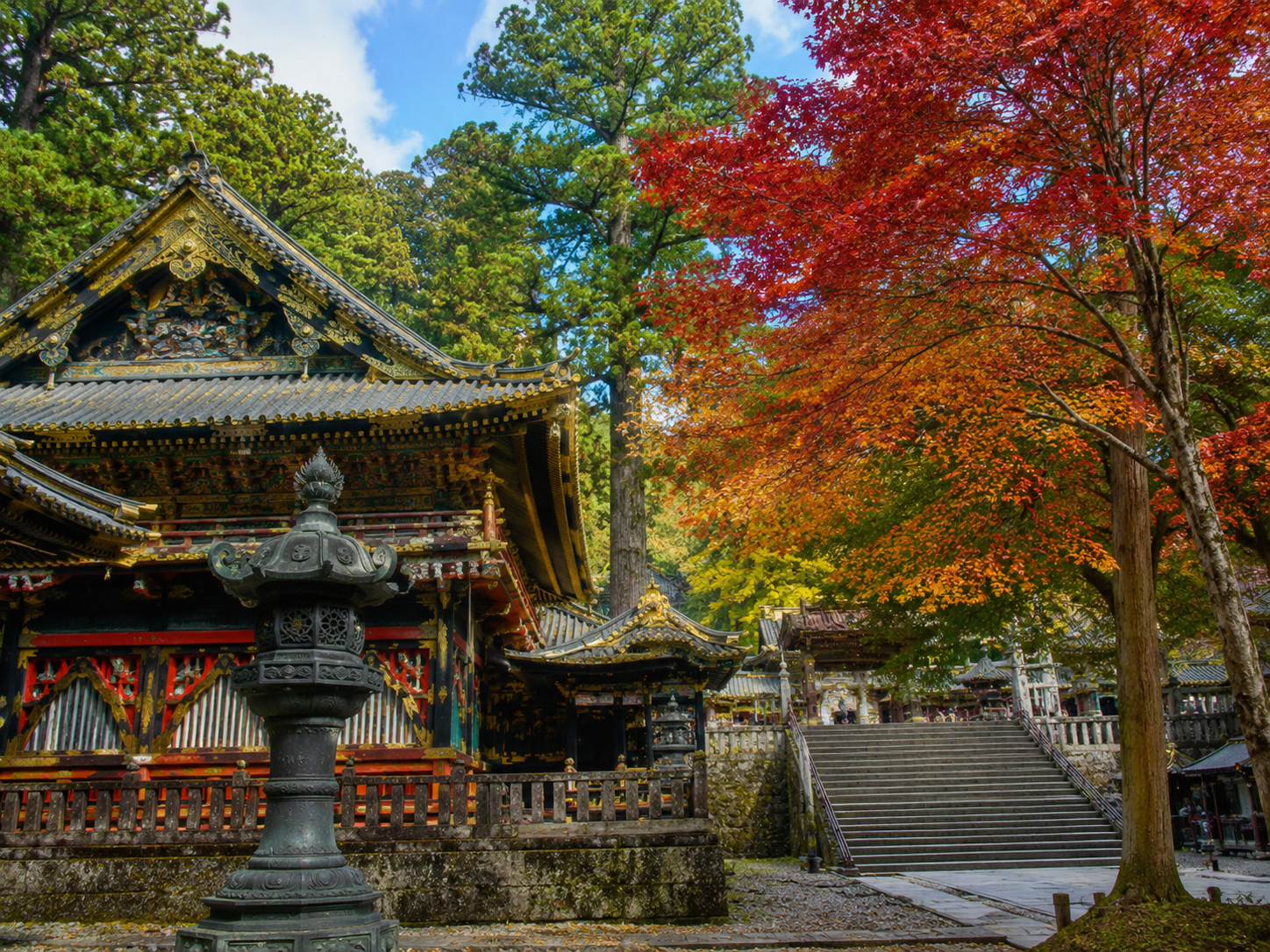 Japanese temple in autumn foliage