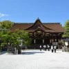 Traditional Japanese shrine with a serene atmosphere in Kyoto, Japan.