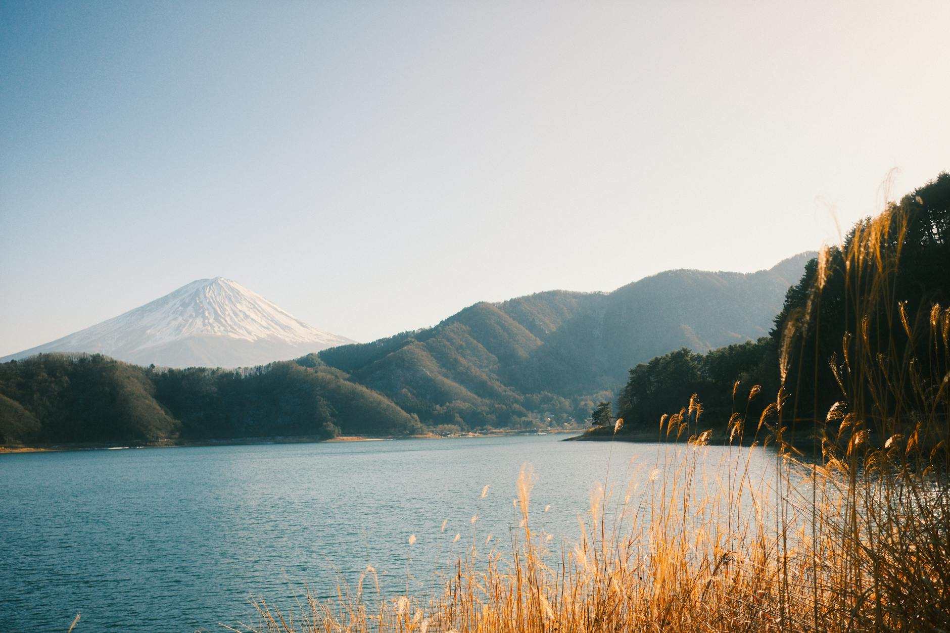 Captivating Mt. Fuji view from Fujikawaguchiko with serene lake and mountains.