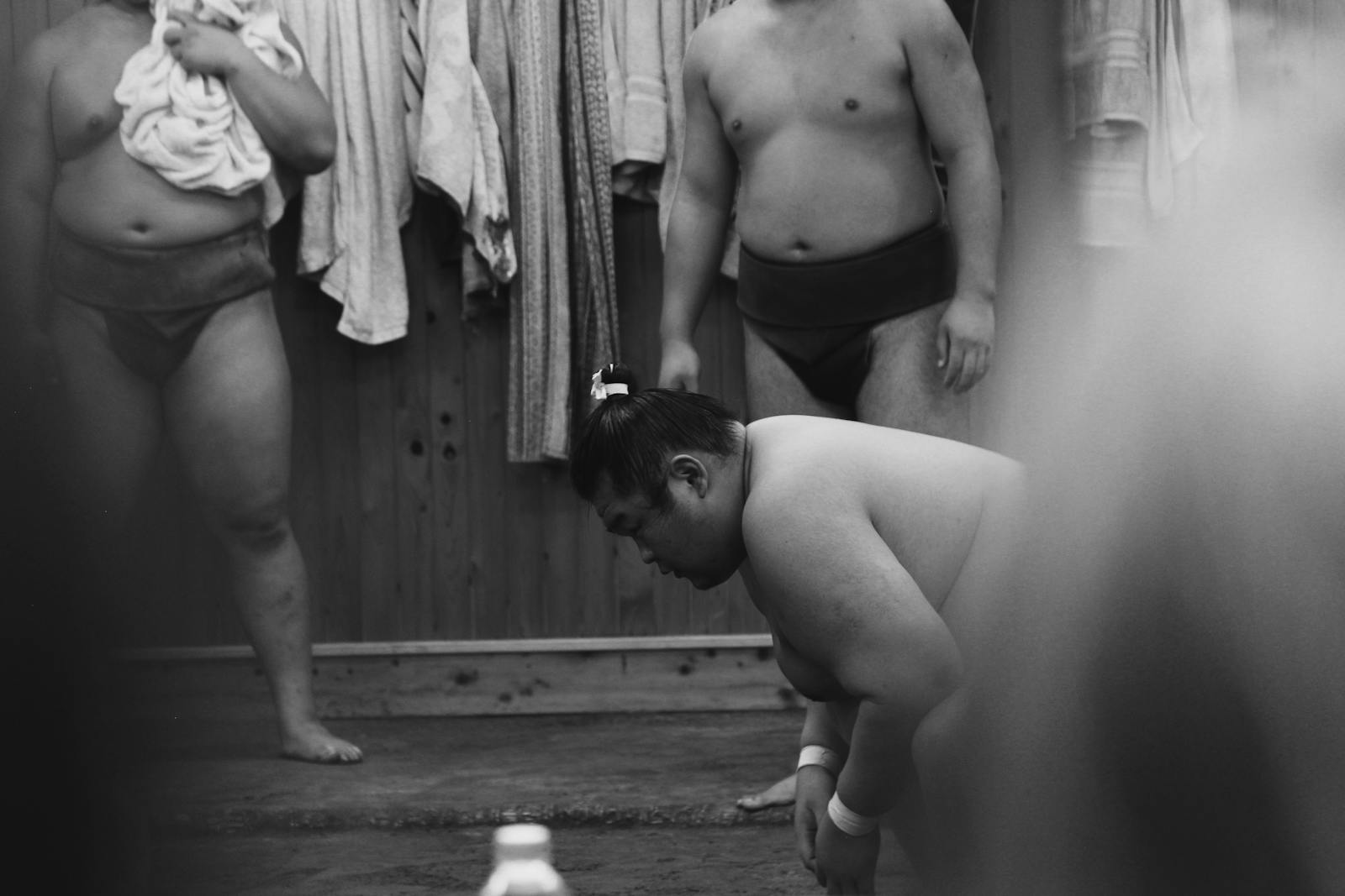 Sumo wrestlers training in Tokyo Japan