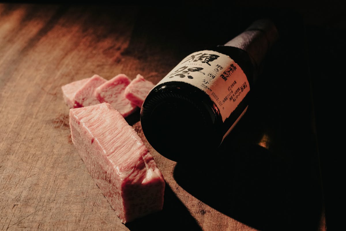 Premium wagyu beef with Japanese sake